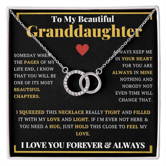 To My Beautiful Granddaughter Interlocking Circle Perfect Pair CZ Pendant Necklace - ZILORRA