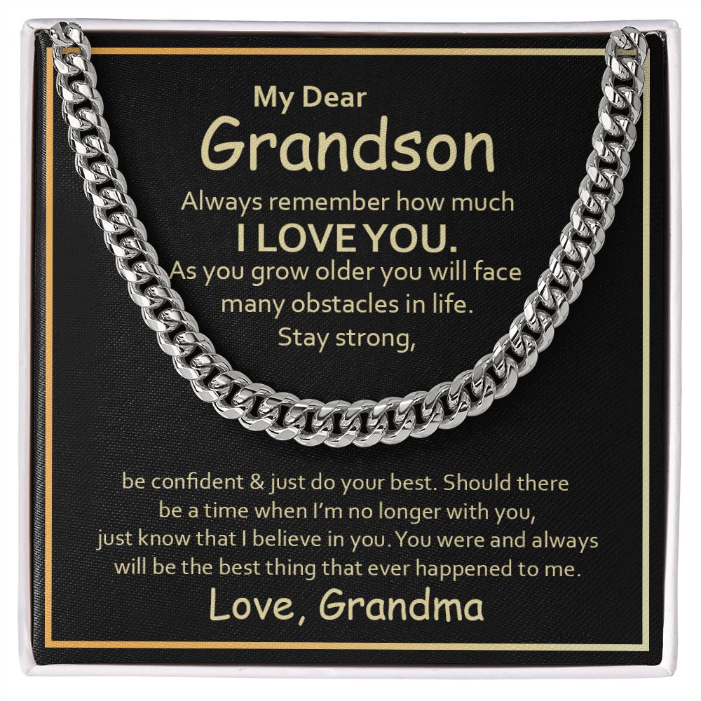 To My Grandson Stay Strong Cuban Link Chain - ZILORRA