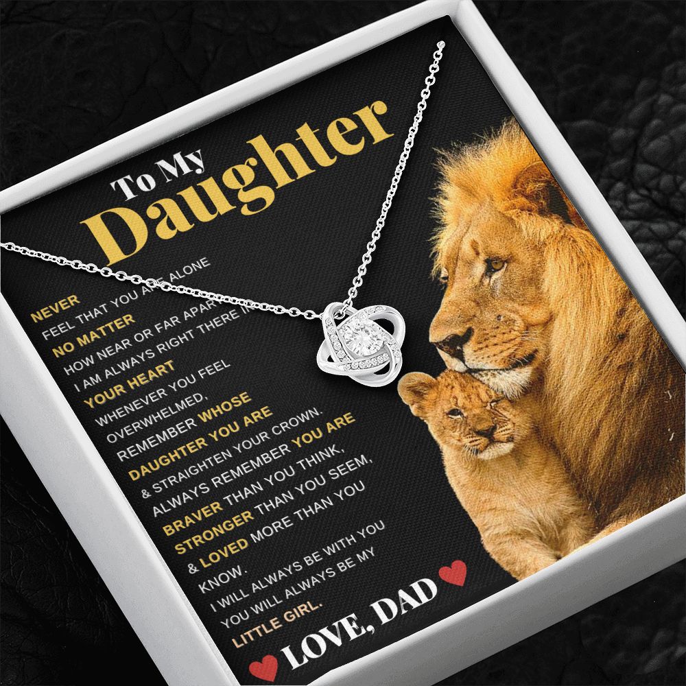 To My Daughter From Dad Love Knot CZ Pendant Necklace - ZILORRA
