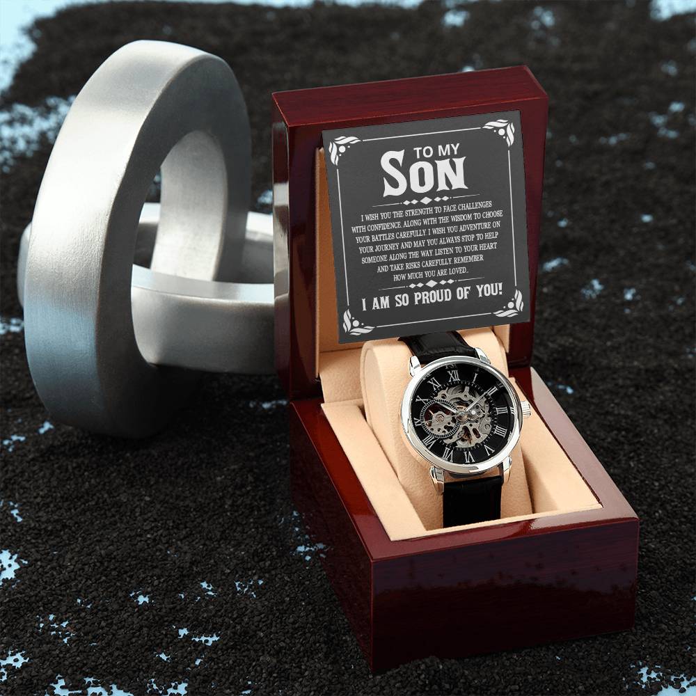 To My Son - I wish you the strength to face challenges - Mens Openwork Watch - ZILORRA