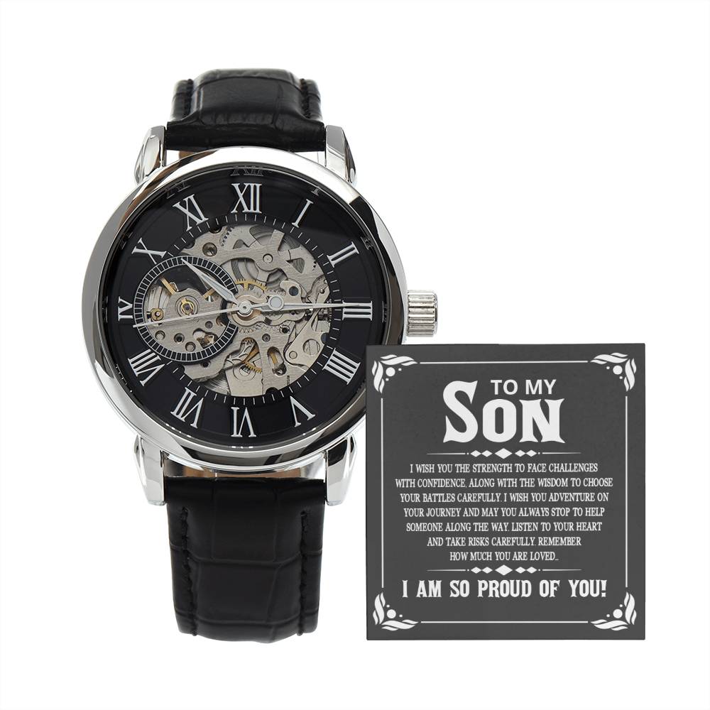To My Son - I wish you the strength to face challenges - Mens Openwork Watch - ZILORRA