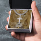 To My Son Cuban Link Chain with Artisan Cross Pendant - May Worries Never Dim your Light Message card with Gift Box - ZILORRA