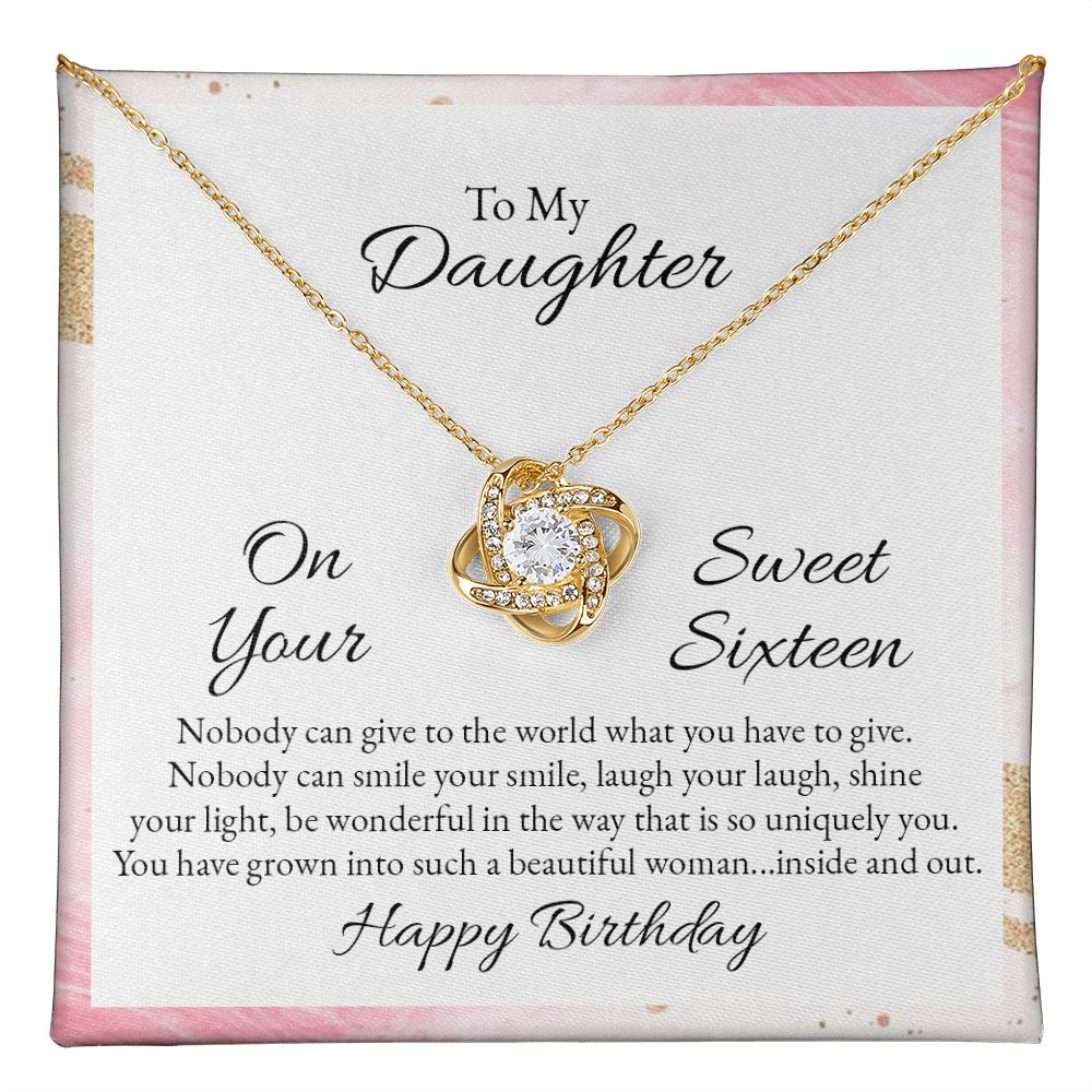 To My Daughter Sweet Sixteen Birthday Necklace - Love Knot Necklace with Message Card - ZILORRA