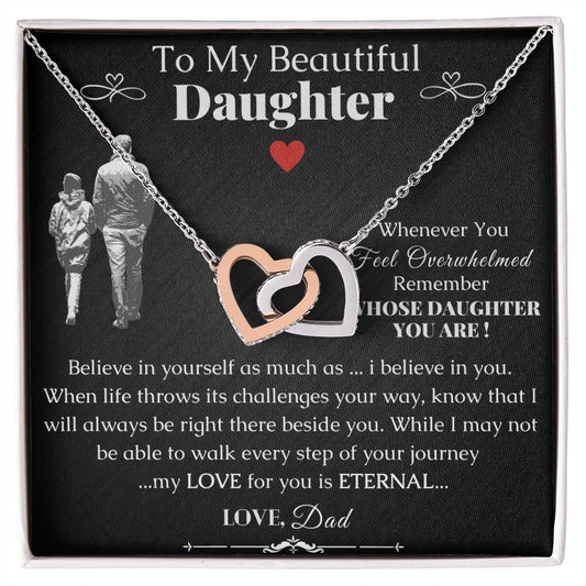 To My Beautiful Daughter From Dad - Interlocking Hearts Necklace Mystery Black Enclosure Eternal Love - ZILORRA