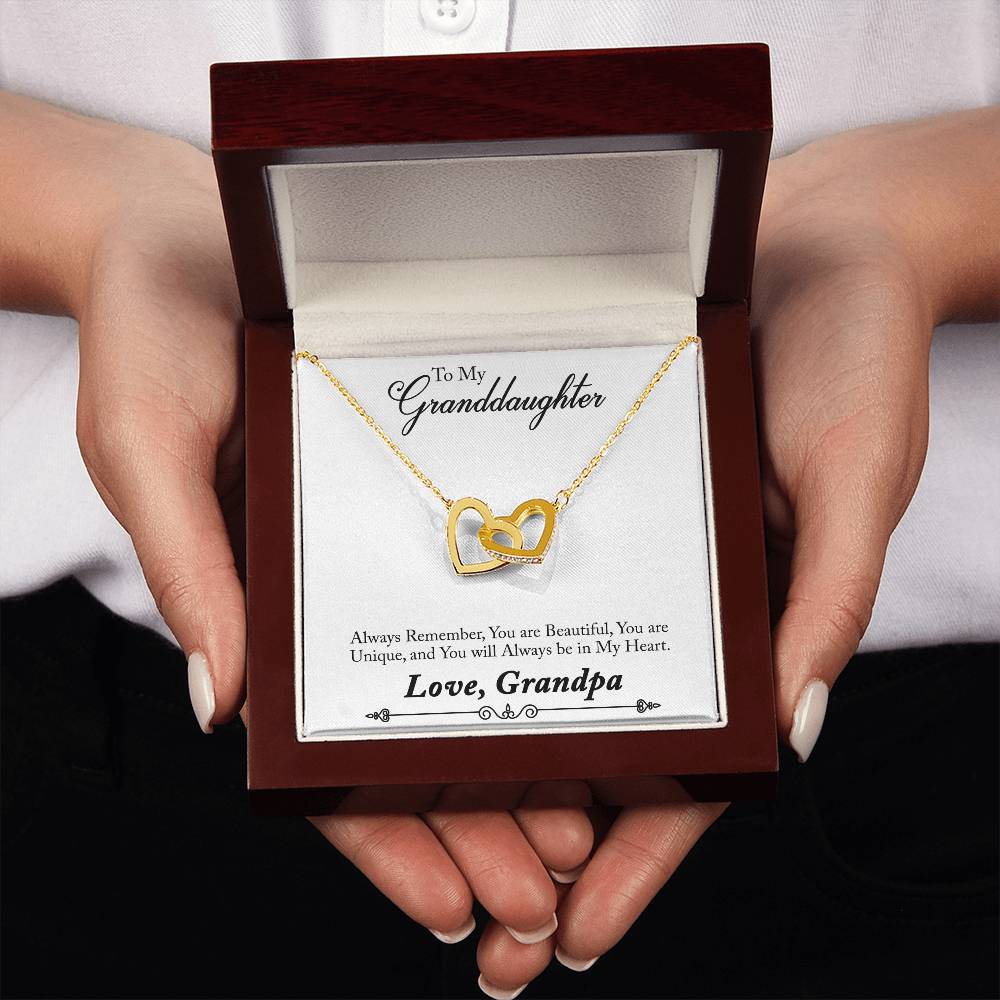 To My Granddaughter  You are Unique From Grandpa - Interlocking Hearts Pendant Necklace - ZILORRA