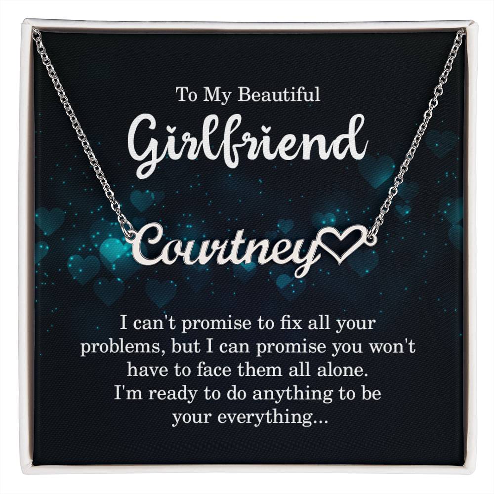 To My Beautiful Girlfriend Promise Necklace - Custom Heart Name Necklace - ZILORRA