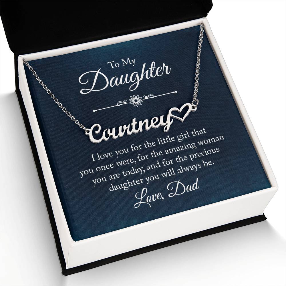 To My Daughter From Dad - Custom Heart Name Necklace - ZILORRA