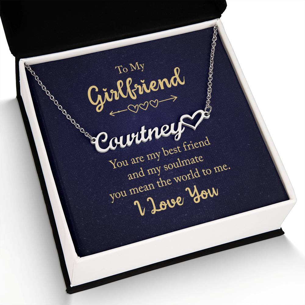 To My Girlfriend You Are My World - Custom Heart Name Necklace - ZILORRA