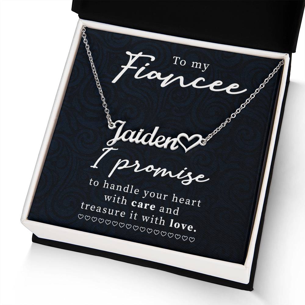 To My Fiance Promise Necklace - Custom Heart Name Necklace - ZILORRA