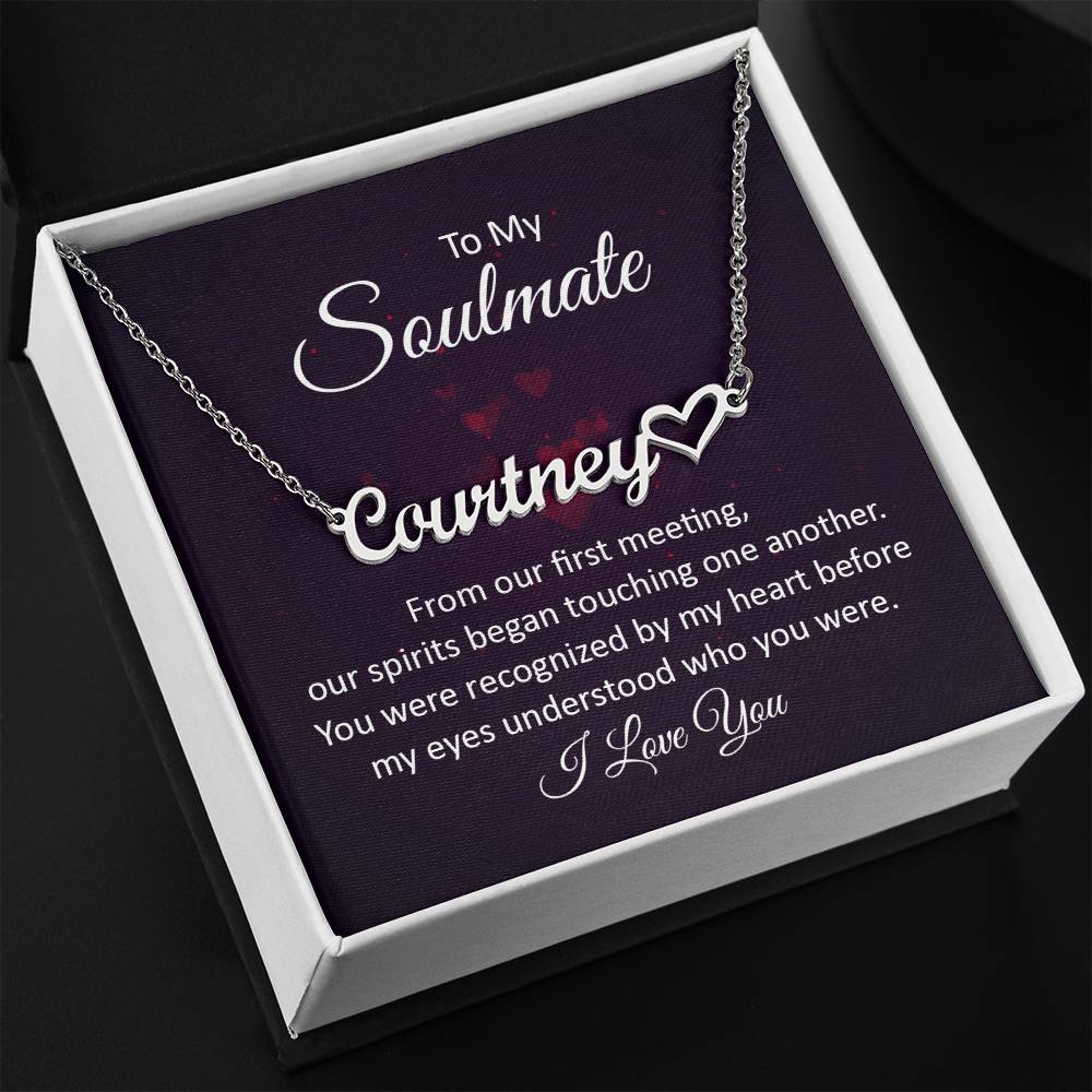 To My Soulmate My Heart - Custom Heart Name Necklace - ZILORRA