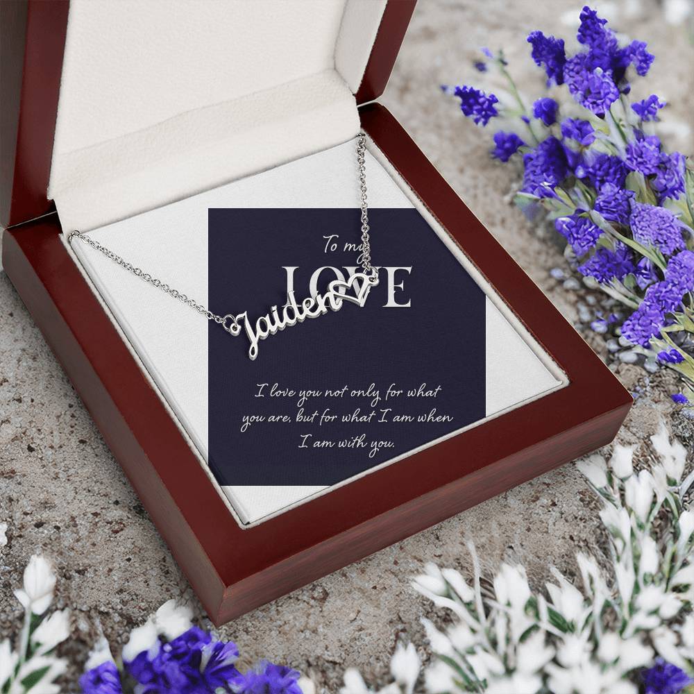 Gifts for Girlfriend Soulmate Wife Fiance - Custom Heart Name Necklace - ZILORRA