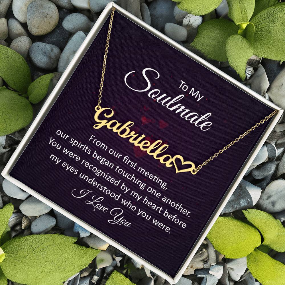 To My Soulmate My Heart - Custom Heart Name Necklace - ZILORRA