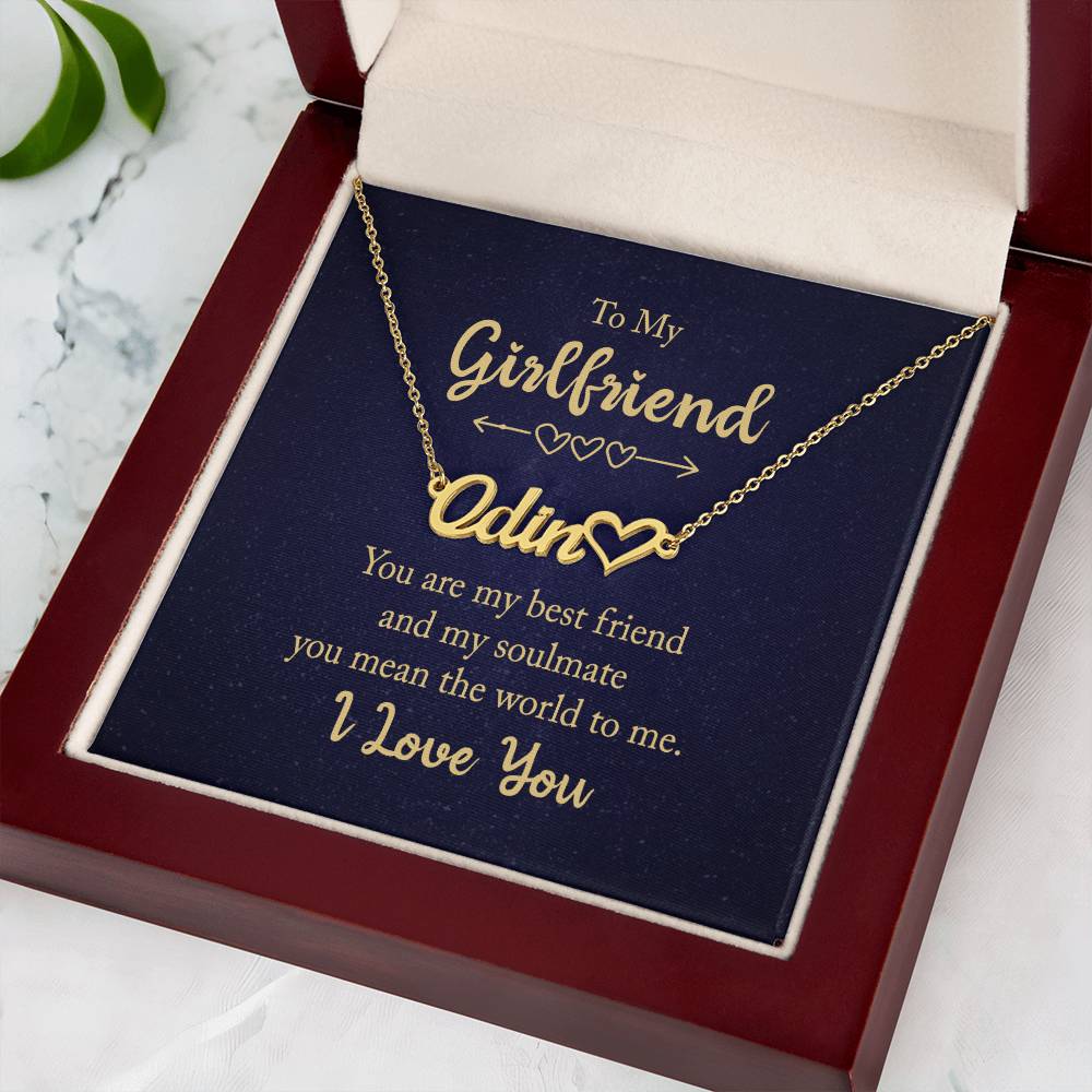 To My Girlfriend You Are My World - Custom Heart Name Necklace - ZILORRA