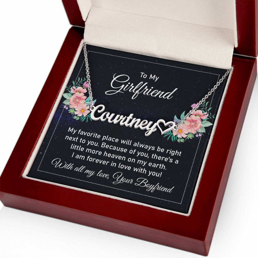 To My Girlfriend Always Right Next To You - Custom Heart Name Necklace - ZILORRA