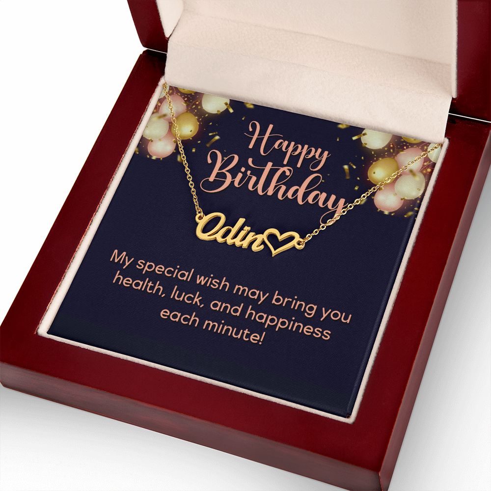 Personalized Heart Name Necklace with Birthday Message Card and Gift Box - ZILORRA