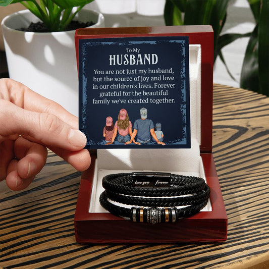 To My Husband Leather Bracelet Source Of Joy - Men's Forever Love Bracelet - ZILORRA