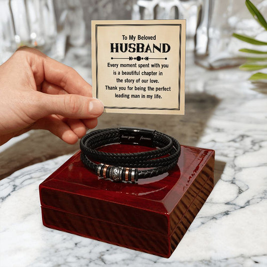 To My Husband Leather Bracelet - Men's Love You Forever Bracelet - ZILORRA