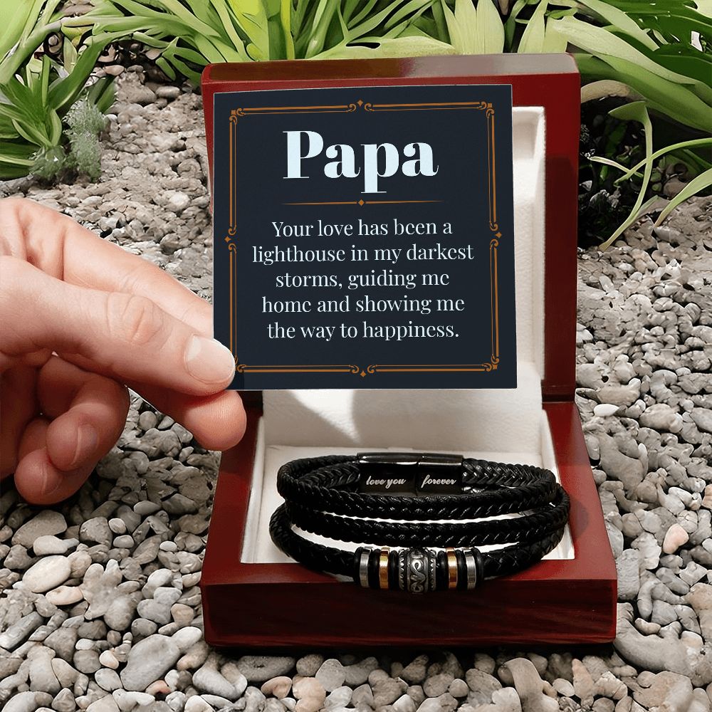 To My Papa Leather Bracelet - Men's Forever Love Bracelet - Way to Happiness - ZILORRA