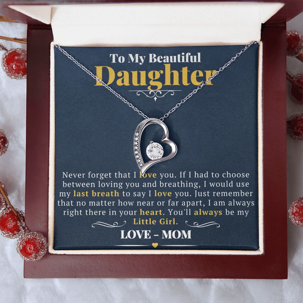 Daughter Gifts From Mom: Forever Love Necklace with Sapphire Blue Message Card Enclosure - ZILORRA
