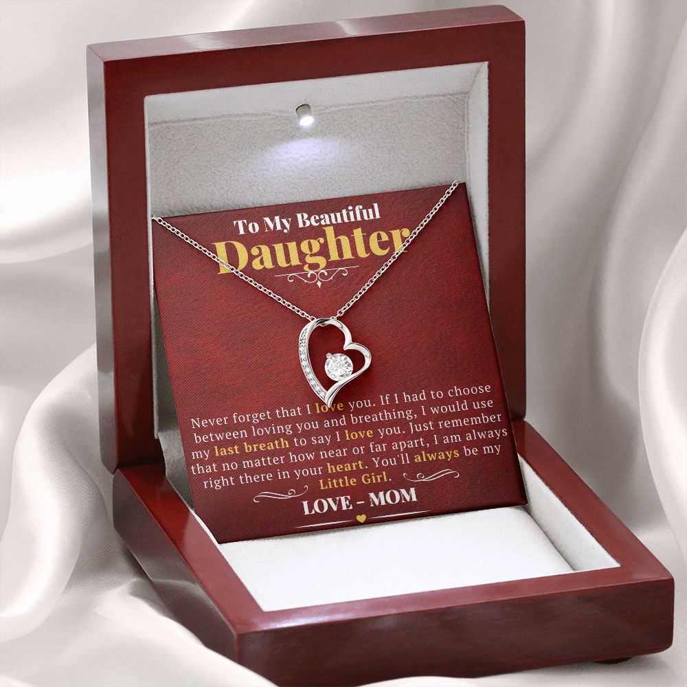 Daughter Gifts From Mom: Forever Love Necklace with Glowing Red Message Card Enclosure - ZILORRA