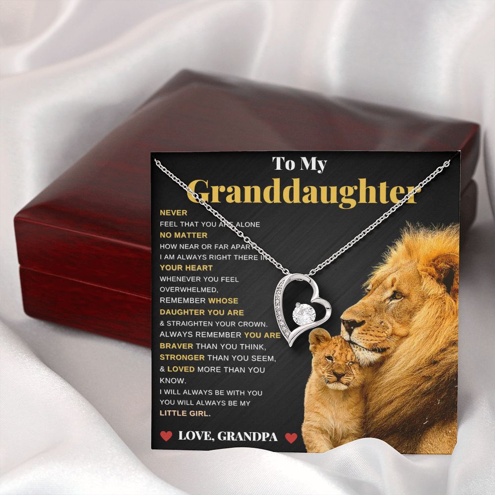 Granddaughter Gifts From Grandpa: Forever Love Necklace with Stripe Black Message Card Enclosure - ZILORRA