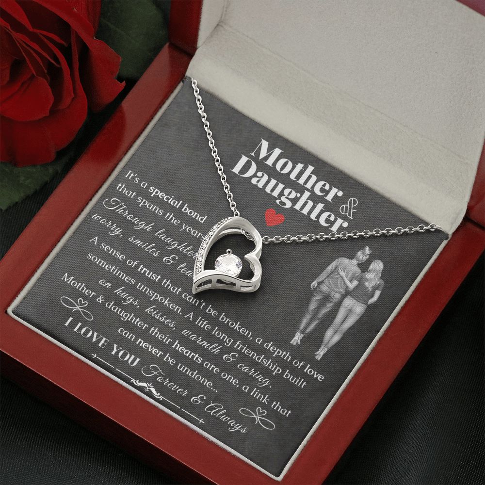 Mother and Daughter Gift - Forever Love Pendant Necklace With Black Enclosure - ZILORRA