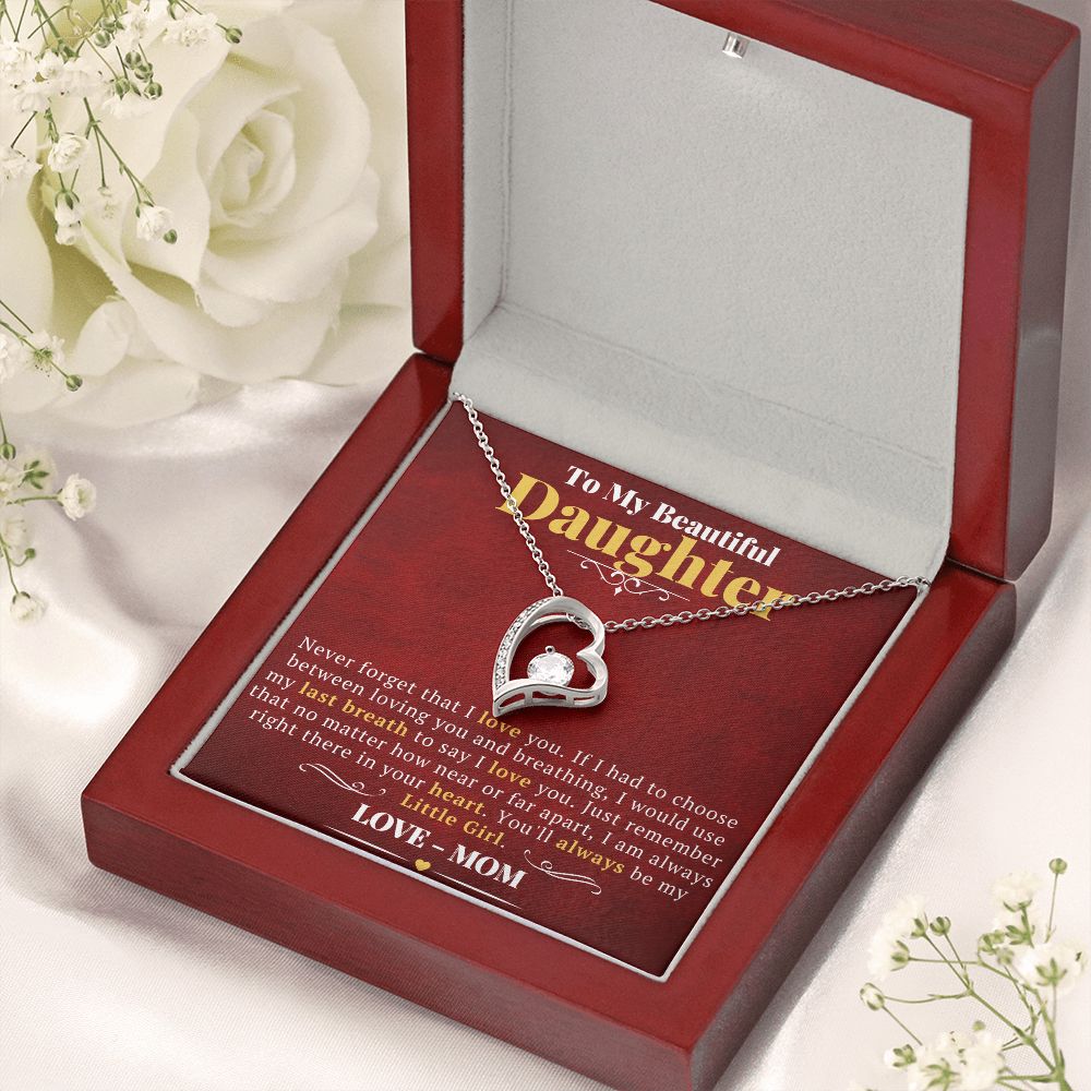 Daughter Gifts From Mom: Forever Love Necklace with Glowing Red Message Card Enclosure - ZILORRA