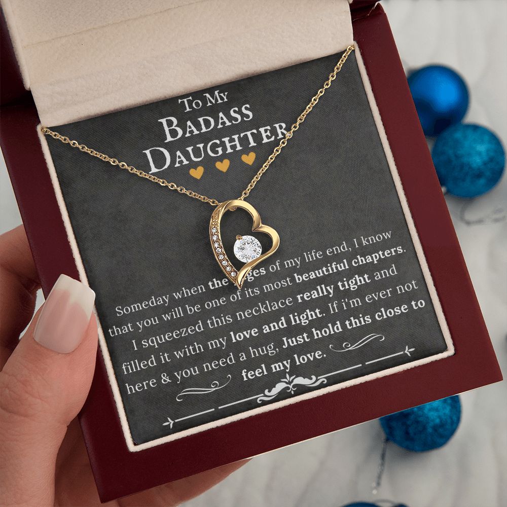 To My Badass Daughter - Forever Love Heart Pendant Necklace BB - ZILORRA