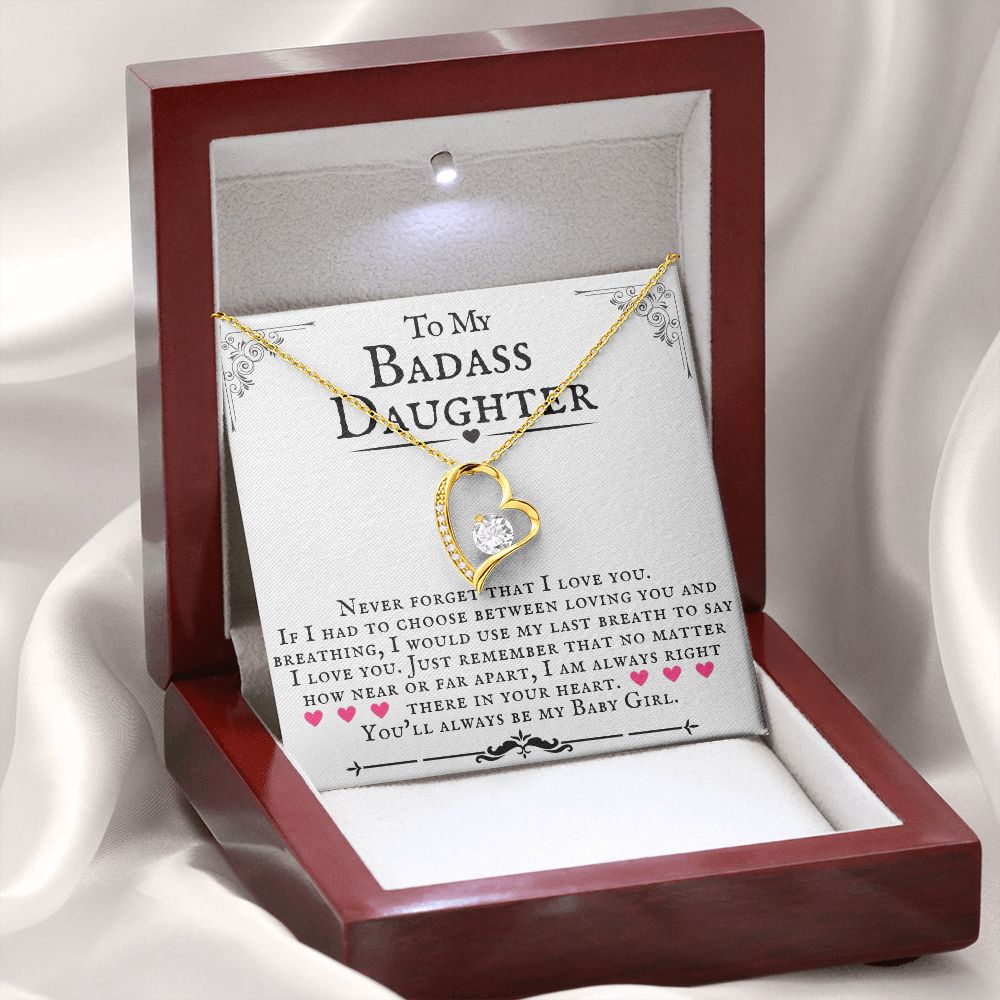 To My Badass Daughter You'll Always Be My Baby Girl Forever Love Necklace With Cubic Zirconia - ZILORRA