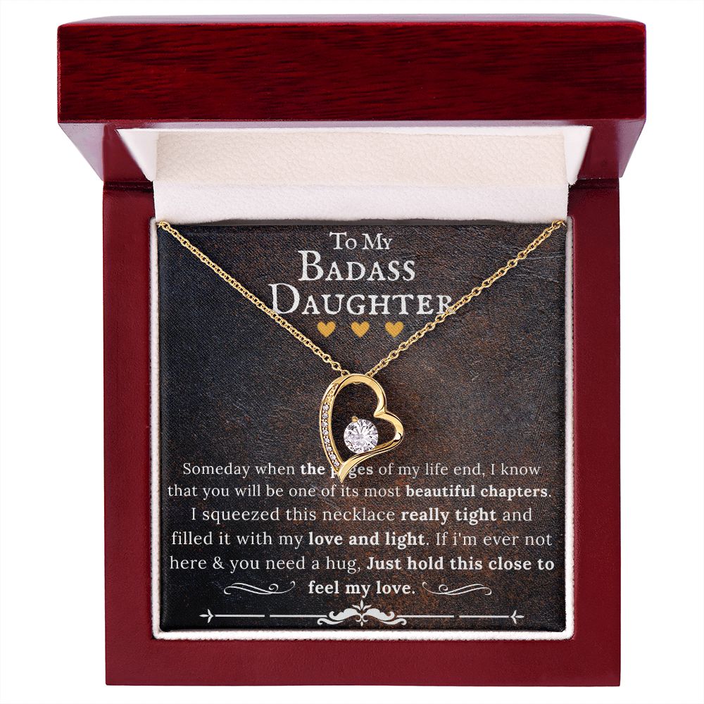 To My Badass Daughter - Forever Love Heart Pendant Necklace BRB - ZILORRA
