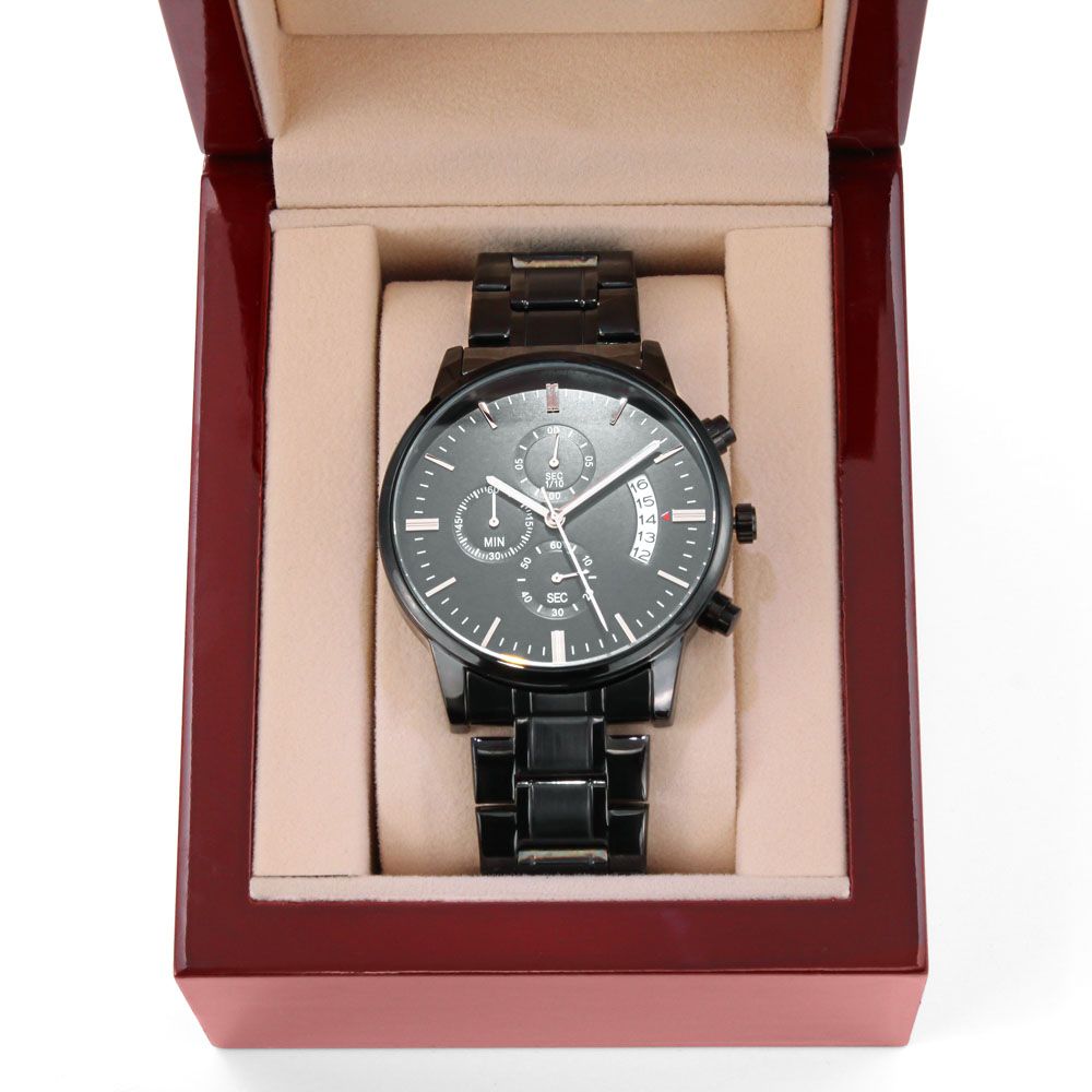 To My Husband - You Make Me So Proud - Engraved Black Chronograph Watch - ZILORRA