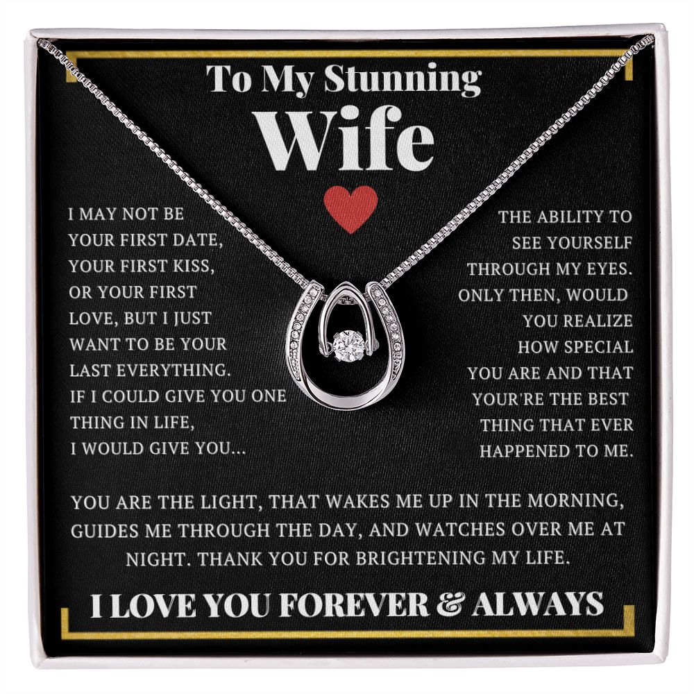 To My Stunning Wife Lucky Couple CZ Necklace - ZILORRA