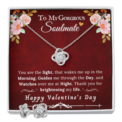 To My Gorgeous Soulmate - Love Knot Necklace & Earring Valentines Gift Set RBF - ZILORRA