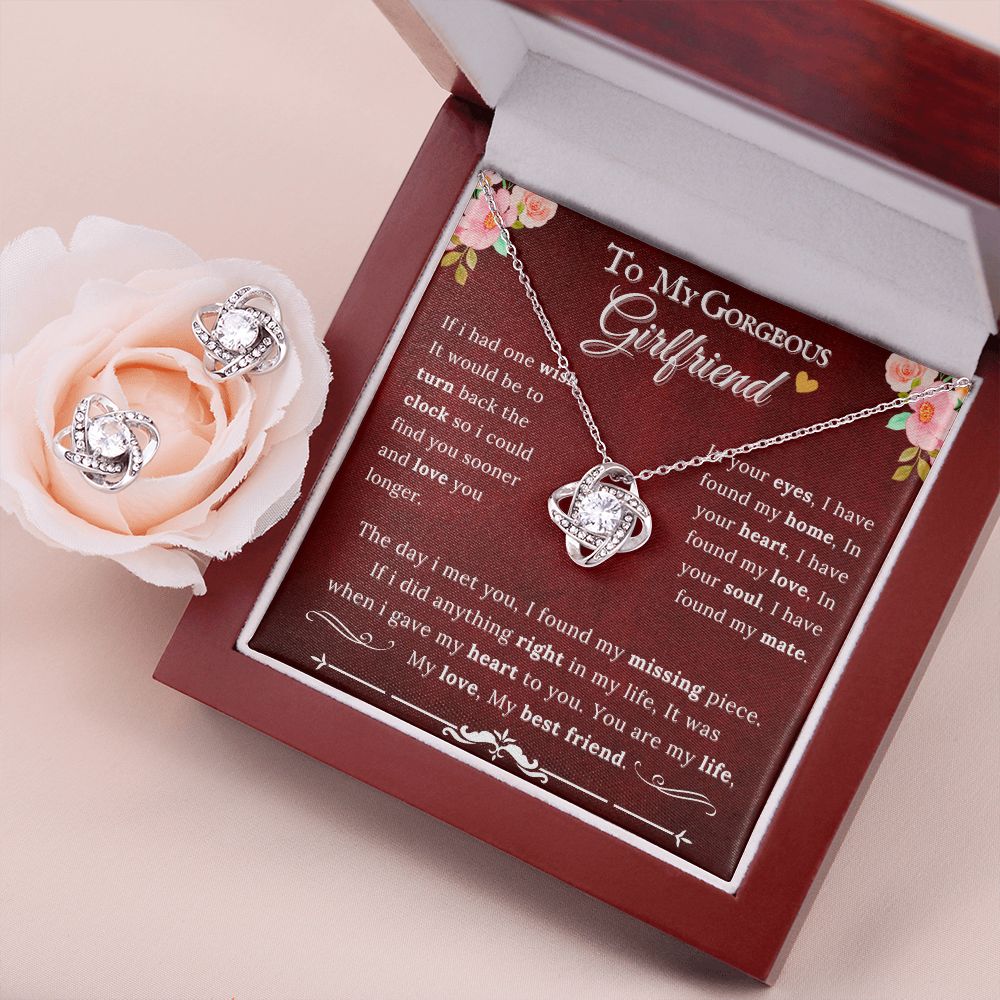 To My Gorgeous Girlfriend - Stunning Love Knot Necklace and Earring Set RBF - ZILORRA