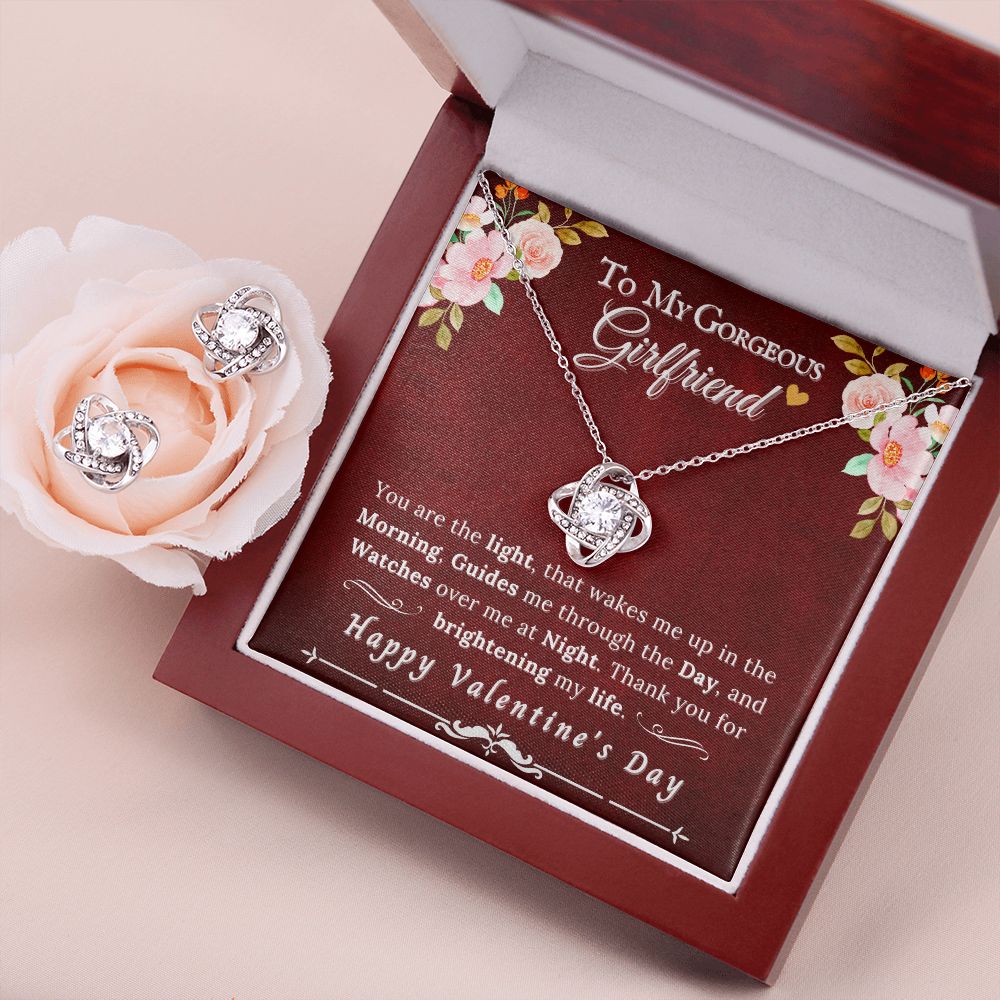 Valentine's Day Gift for Girlfriend - Stunning Love Knot Necklace and Earring Set RBF - ZILORRA