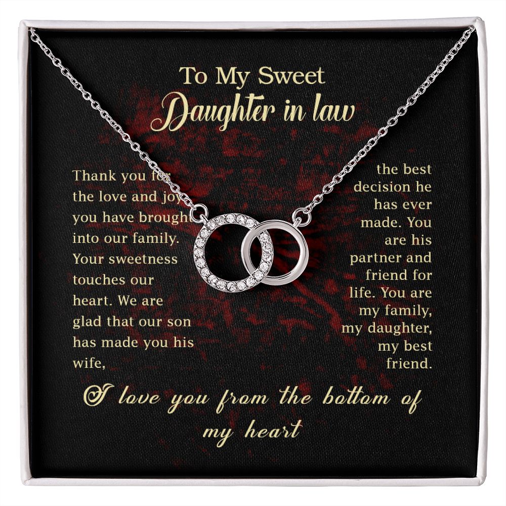 To My Sweet Daughter In Law - Interlocking Circle Perfect Pair Necklace - ZILORRA