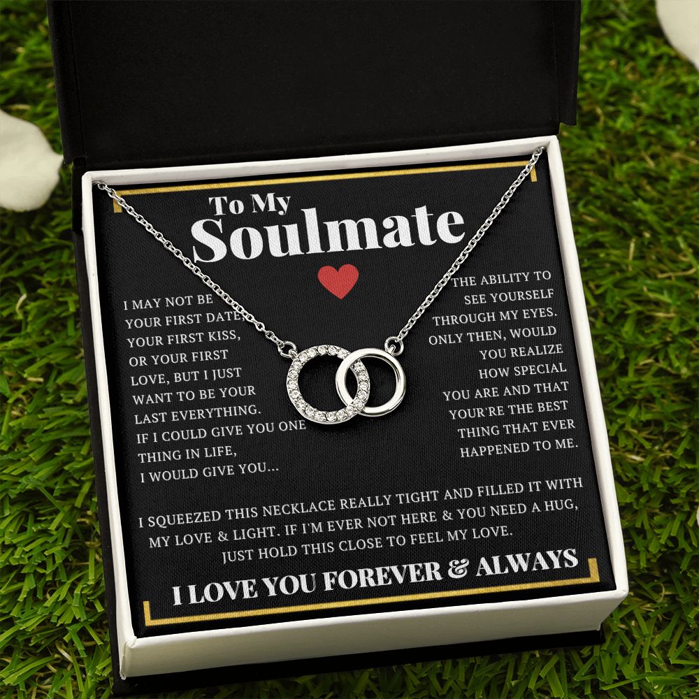To My Soulmate Interlocking Circle Perfect Pair CZ Necklace - ZILORRA