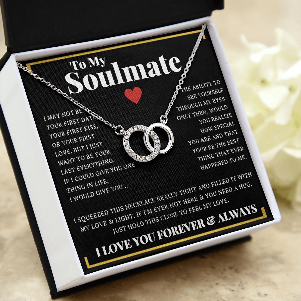 To My Soulmate Interlocking Circle Perfect Pair CZ Necklace - ZILORRA