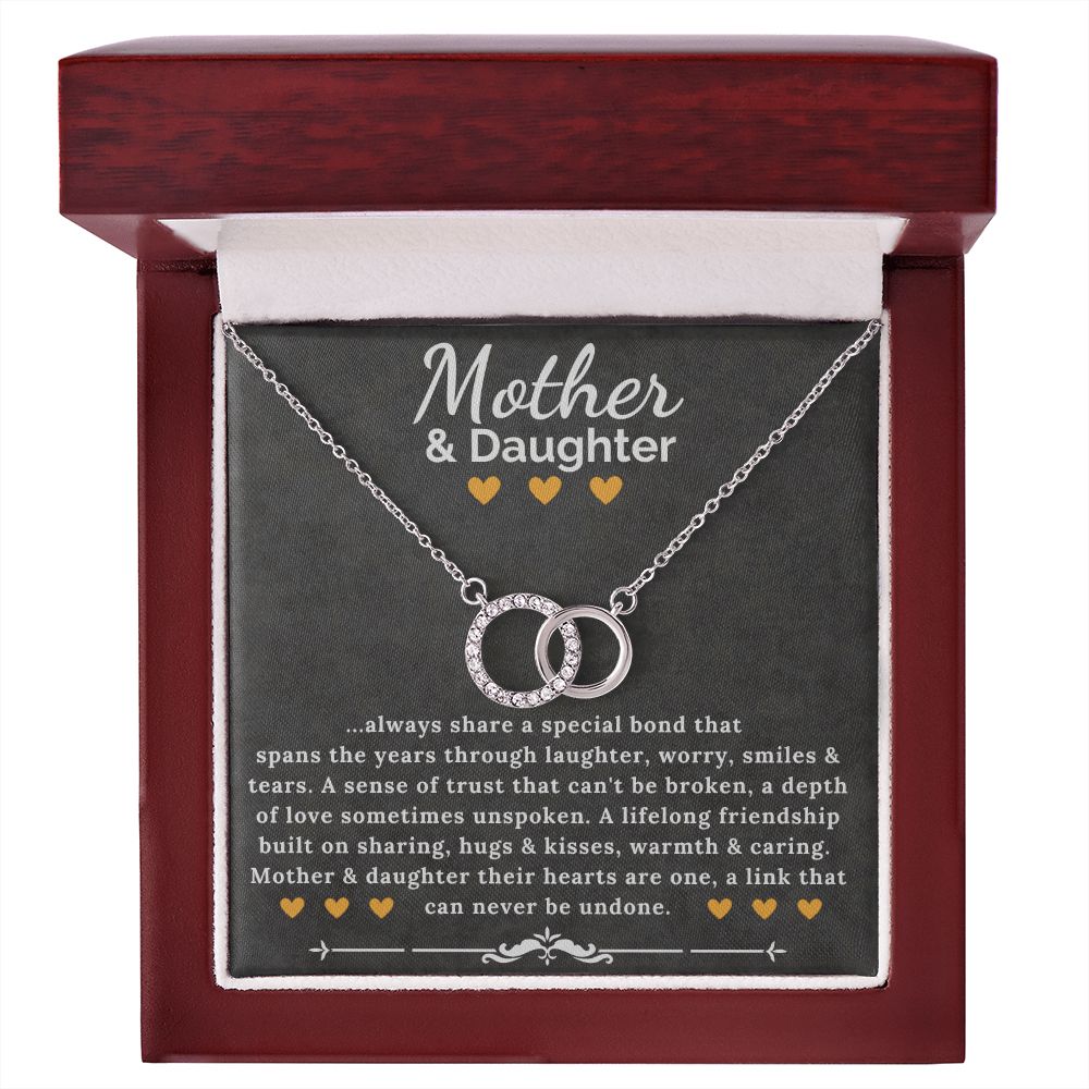 Mother and Daughter Interlocking Circle Perfect Pair Necklace 14K White Gold - ZILORRA