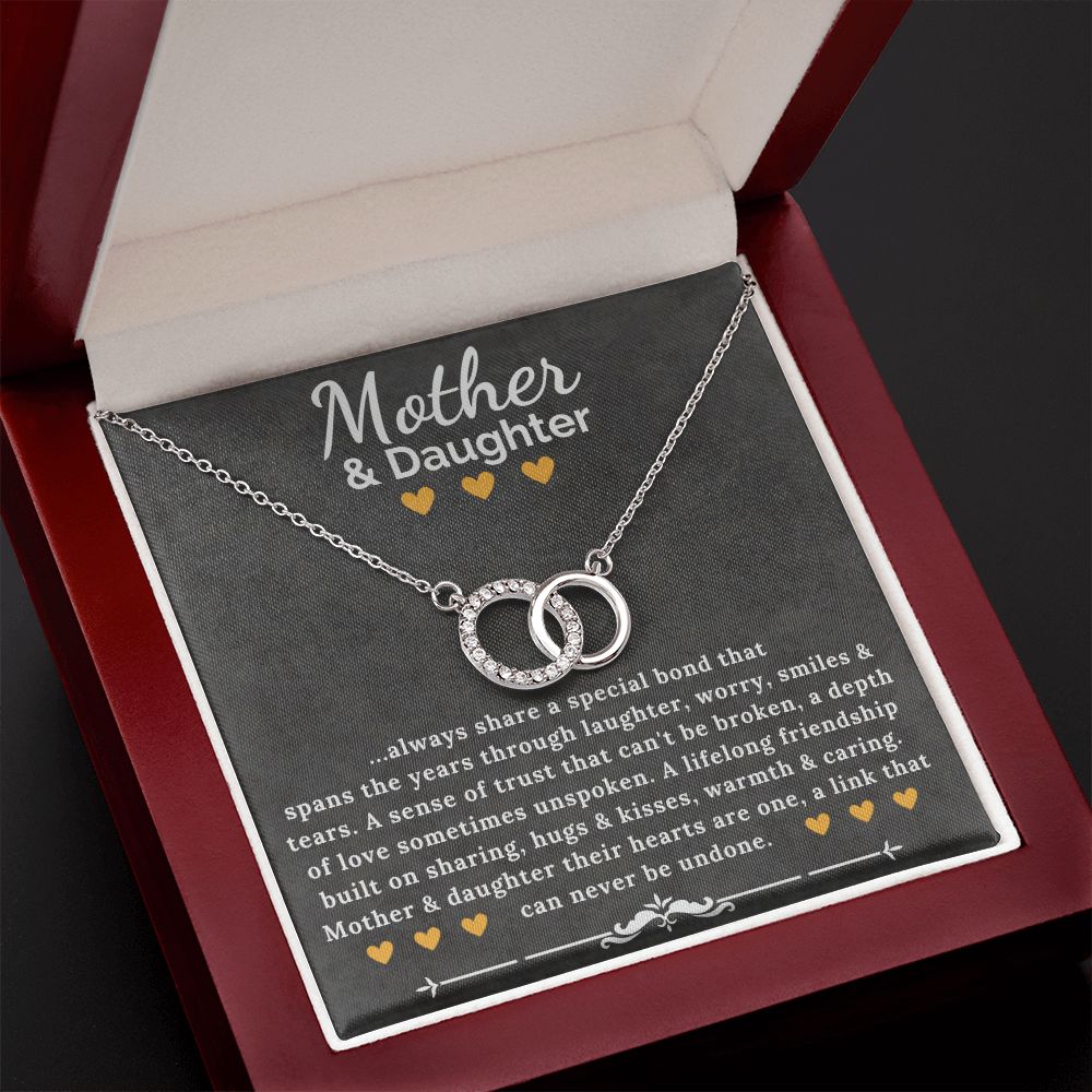 Mother and Daughter Interlocking Circle Perfect Pair Necklace 14K White Gold - ZILORRA