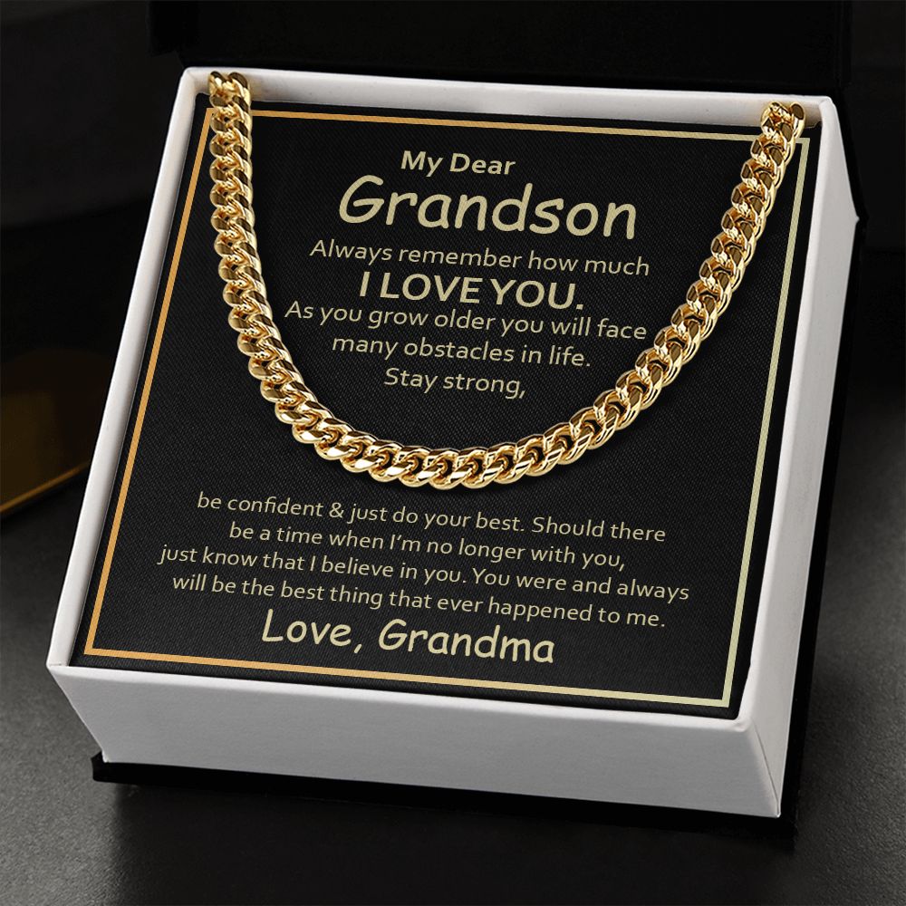 To My Grandson Stay Strong Cuban Link Chain - ZILORRA