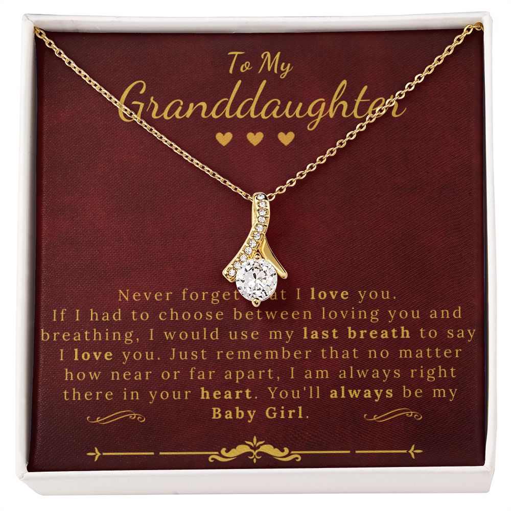 To My Granddaughter You'll Always Be My Baby Girl - Crystal Eye Pendant Necklace 14K White Gold 18K Yellow Gold - ZILORRA