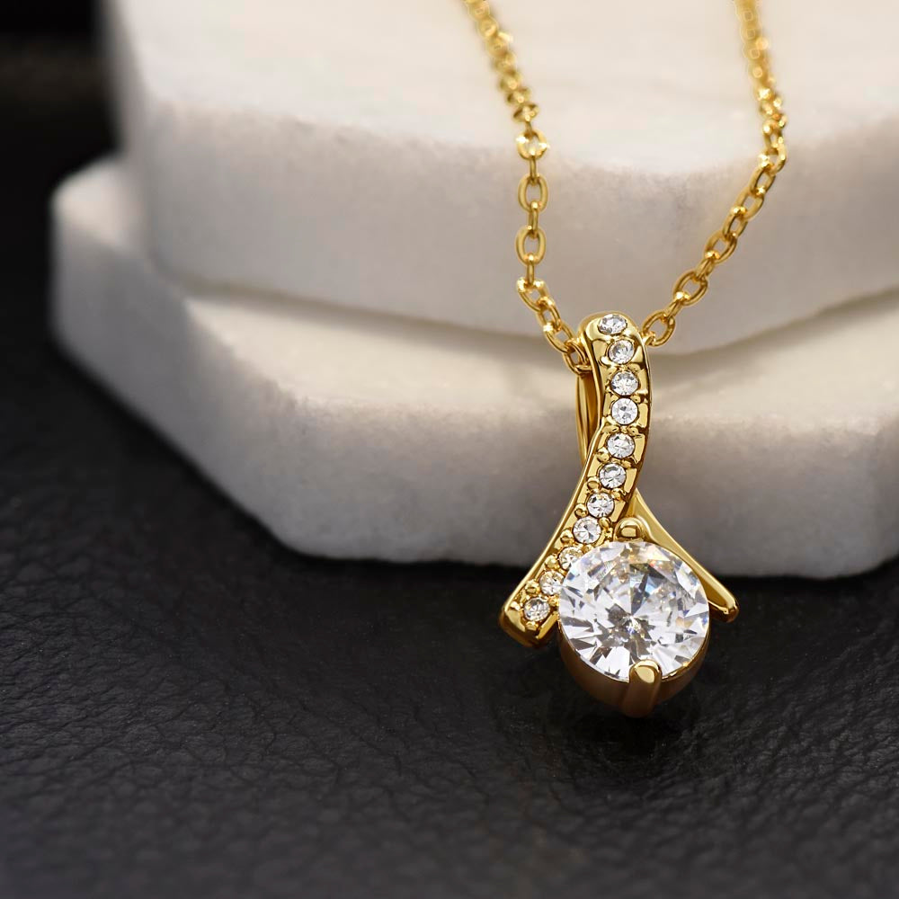 To My Granddaughter Christmas Gift - Crystal Eye Pendant Necklace 14K White Gold 18K Yellow Gold - ZILORRA