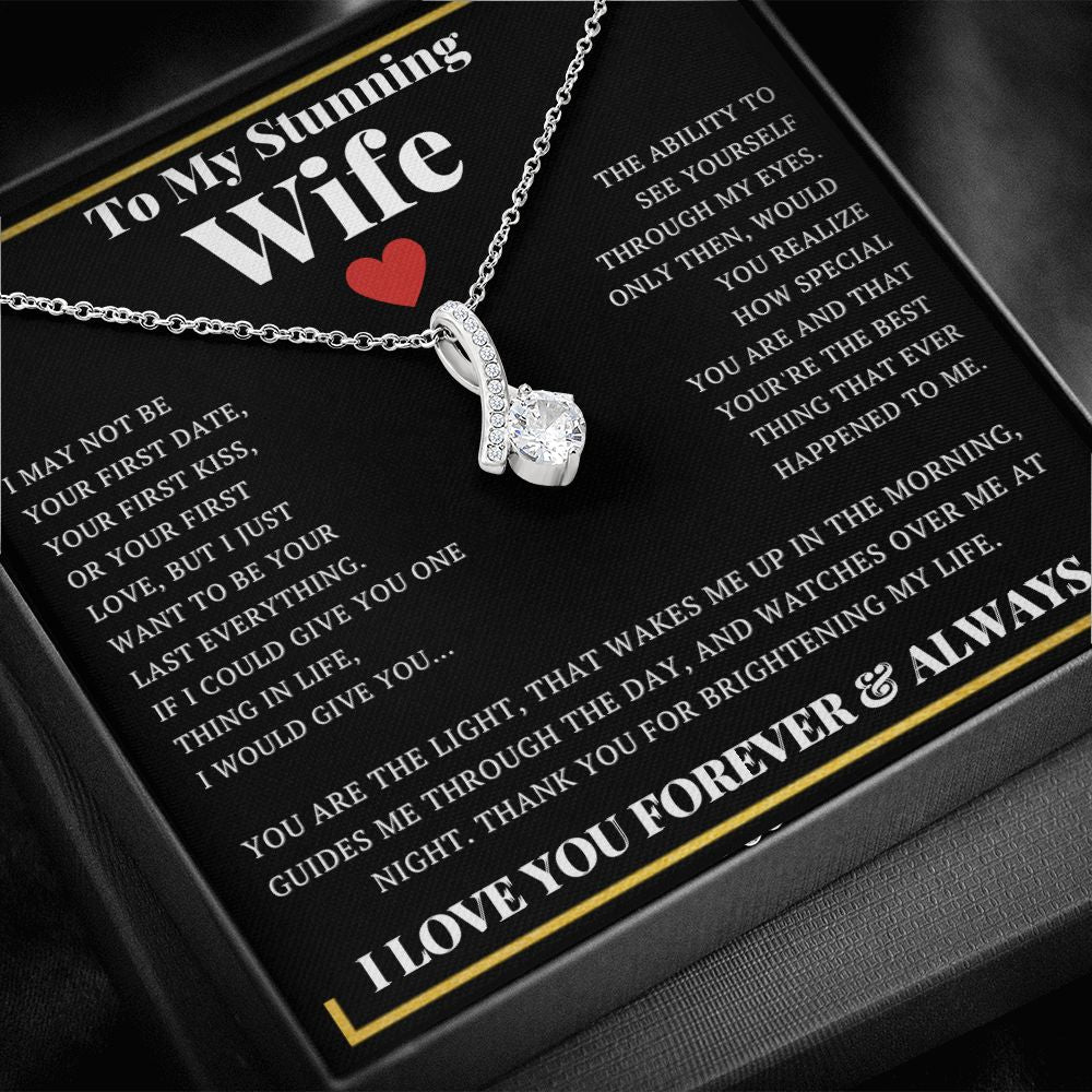 To My Stunning Wife Alluring Beauty CZ Pendant Necklace - ZILORRA