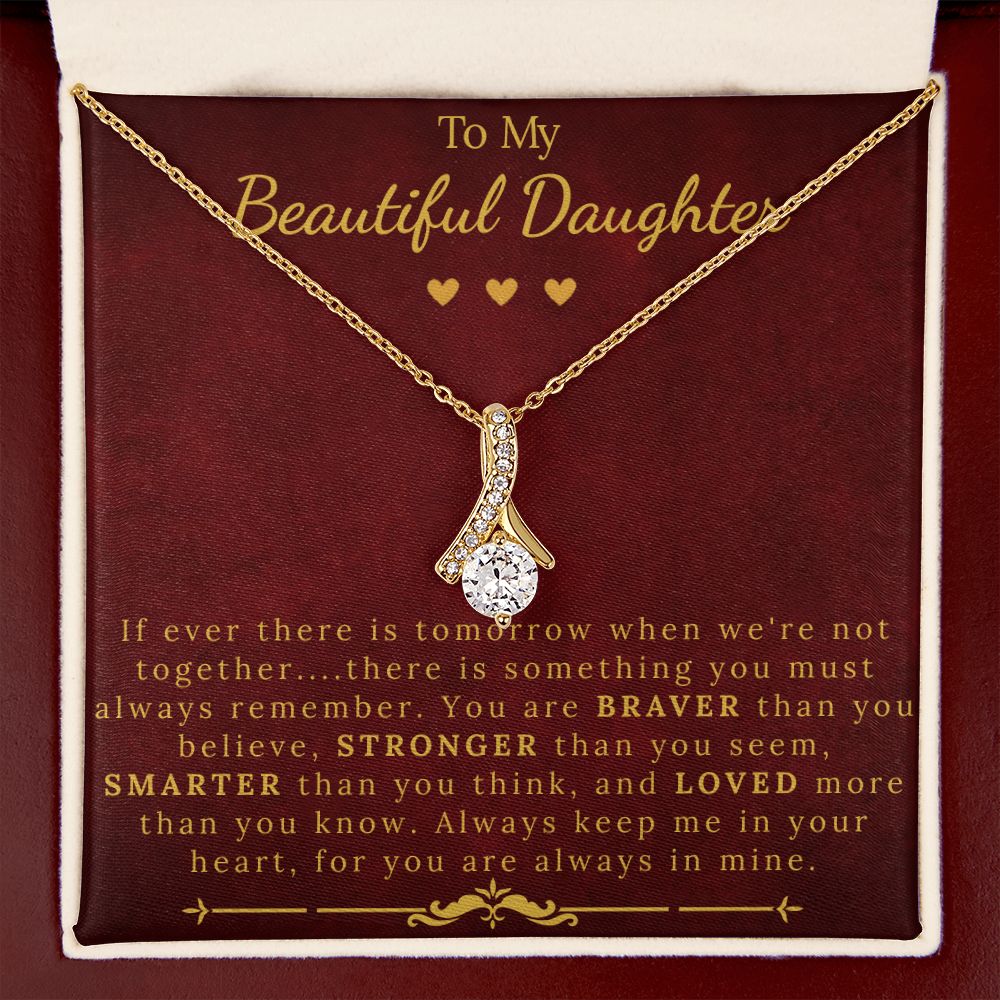 To My Beautiful Daughter If Ever There Is Tomorrow Crystal Eye Pendant Necklace 14K White Gold 18K Yellow Gold - ZILORRA