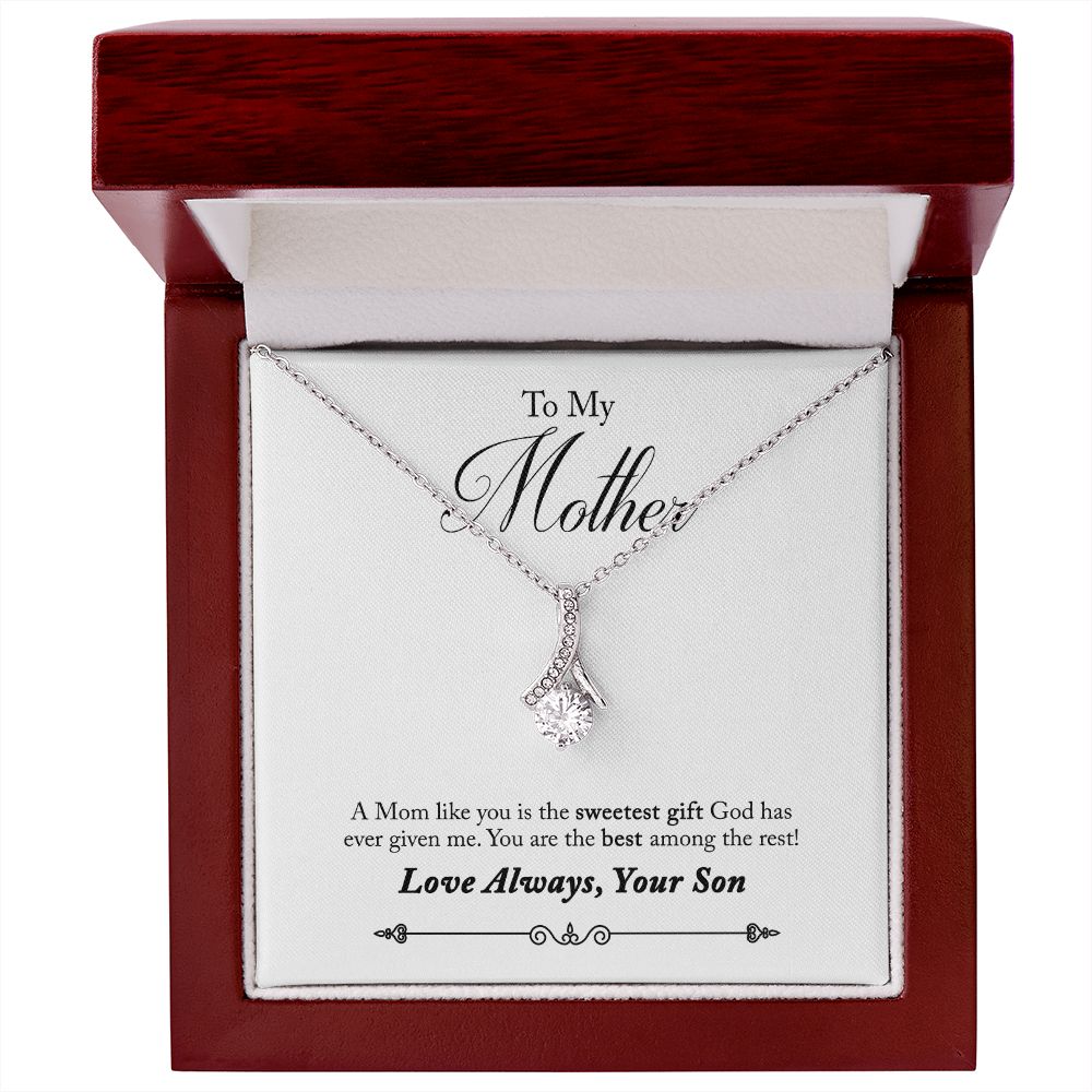 To My Mother Sweetest Gift From Son - Crystal Eye Pendant Necklace - ZILORRA