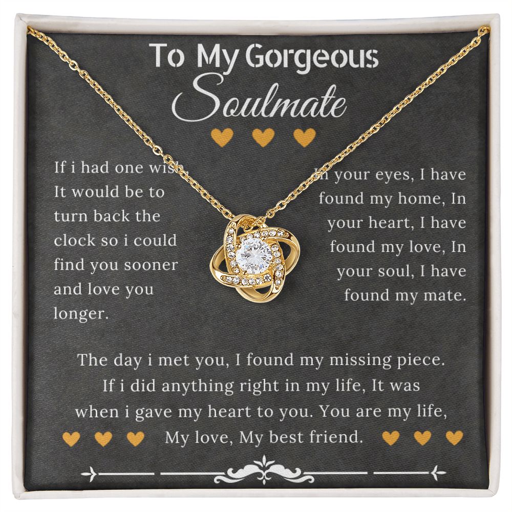 To My Gorgeous Soulmate Love Knot Necklace - ZILORRA