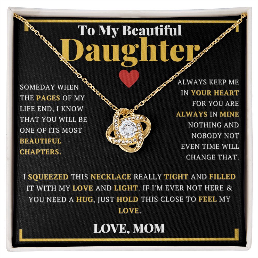 To My Beautiful Daughter From Mom Love Knot Stunning Necklace - ZILORRA