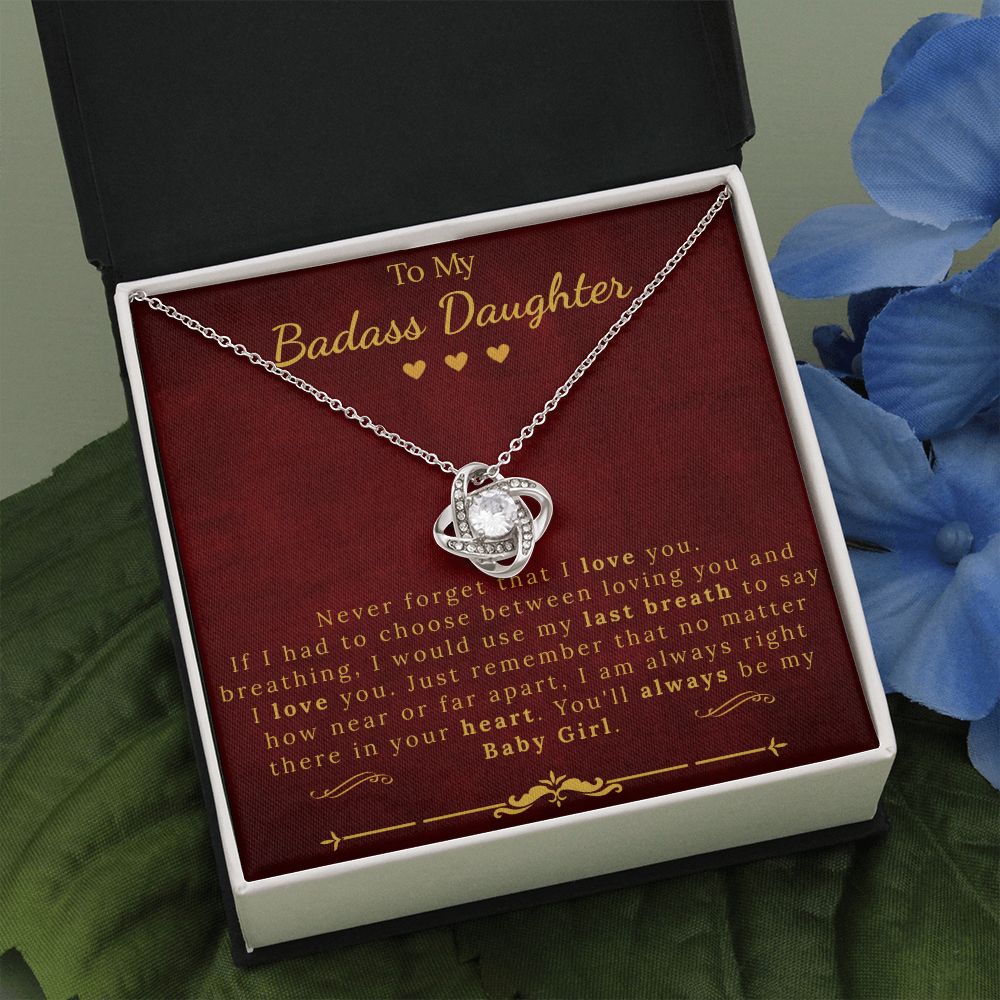 Happy Birthday Mom | Personalized | Love Knot Necklace 14K White Gold Finish / Standard Box