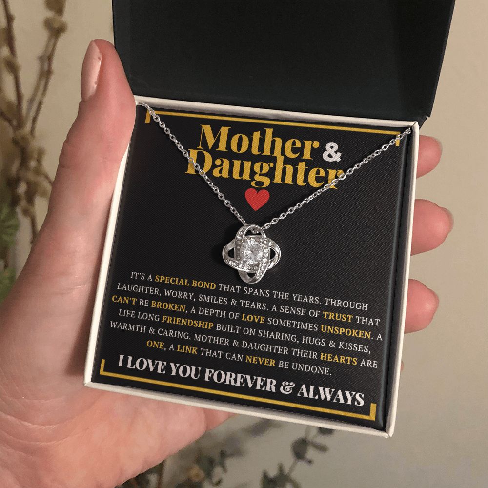 Mother and Daughter Necklace - Love Knot Pendant CZ Necklace - ZILORRA